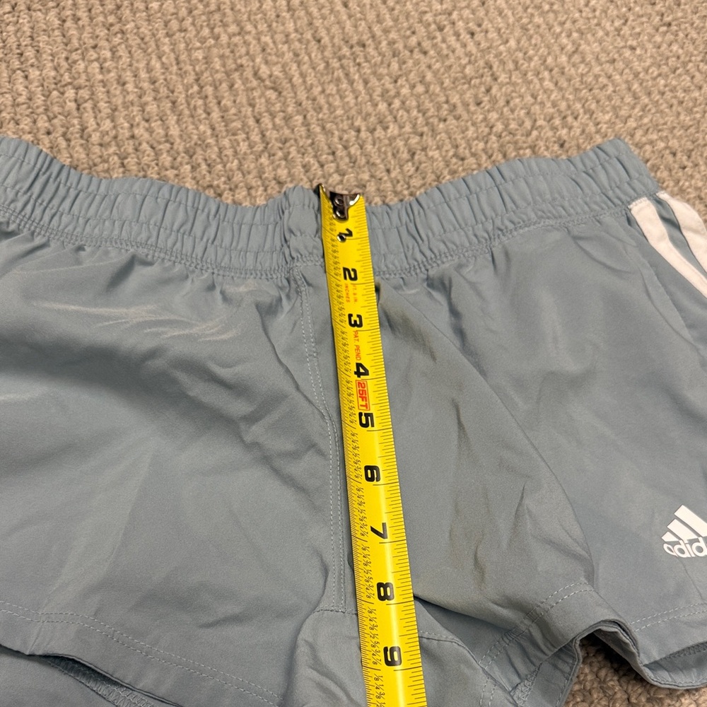 adidas Women's Light Blue Running Shorts with White Stripes, Size Small - Picture 6 of 10